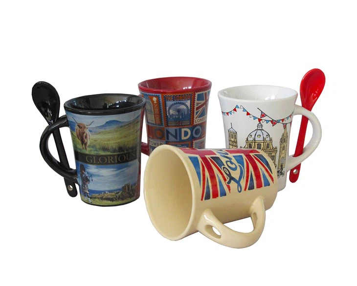 Landmark Illustration Printed Mug With Spoon suppliers
